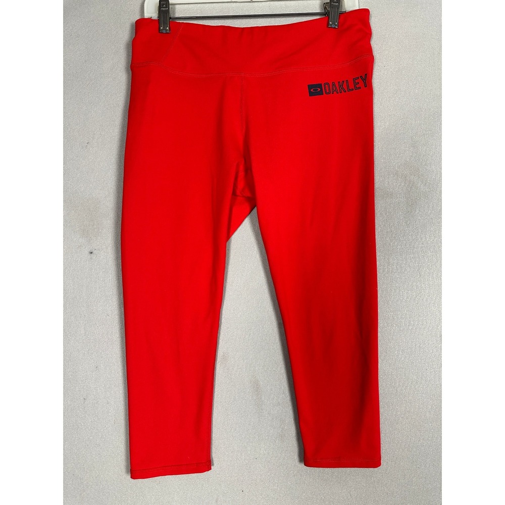 Oakley Leggings Womens Large Orange Cropped Activewear Workout Gym Stretch EUC